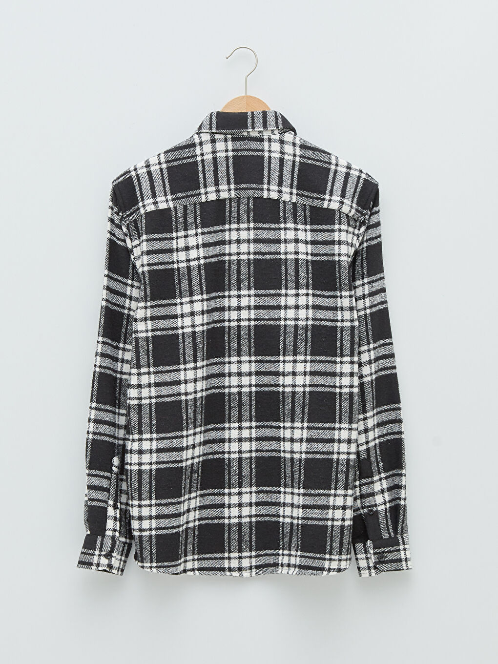 Beyaz Slim Fit Uzun Kollu Ekose Erkek Oduncu Gömlek-6