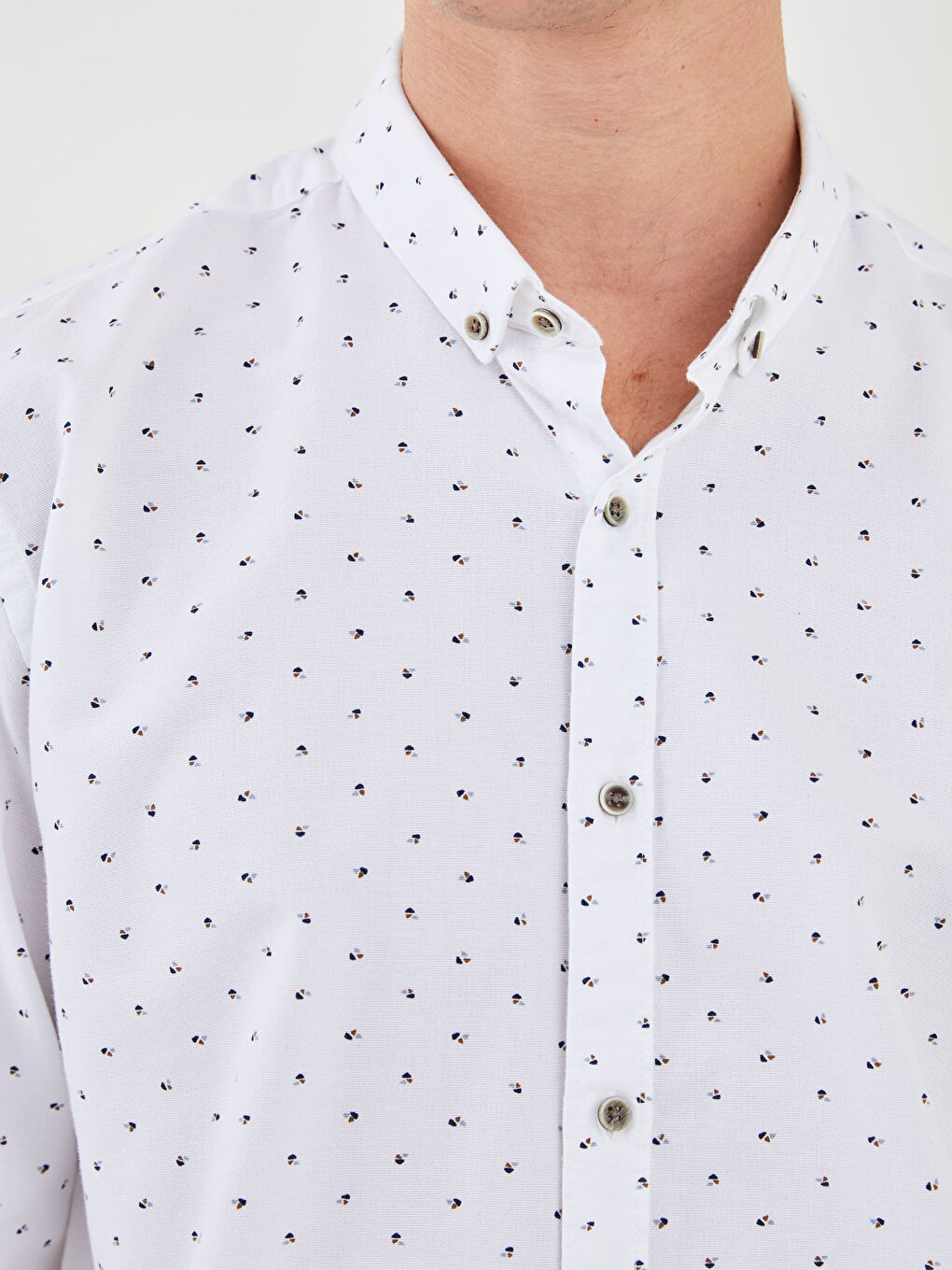 قميص رجالي كم طويل بنقشة بقصة رفيعة-3