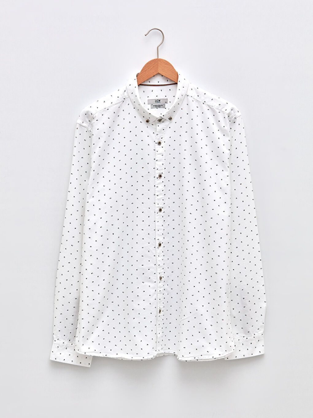 قميص رجالي كم طويل بنقشة بقصة رفيعة-5