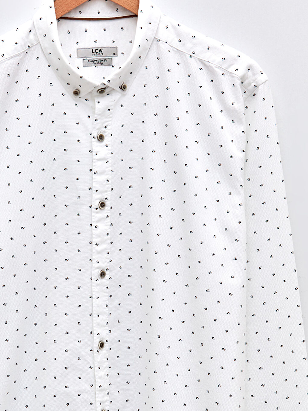 قميص رجالي كم طويل بنقشة بقصة رفيعة-7