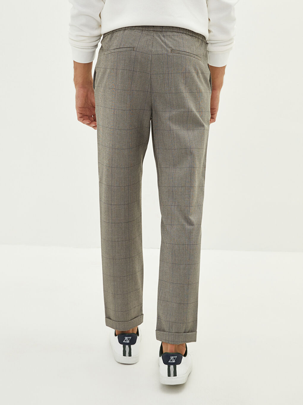 Kahverengi Slim Fit Ekose Erkek Pantolon-4