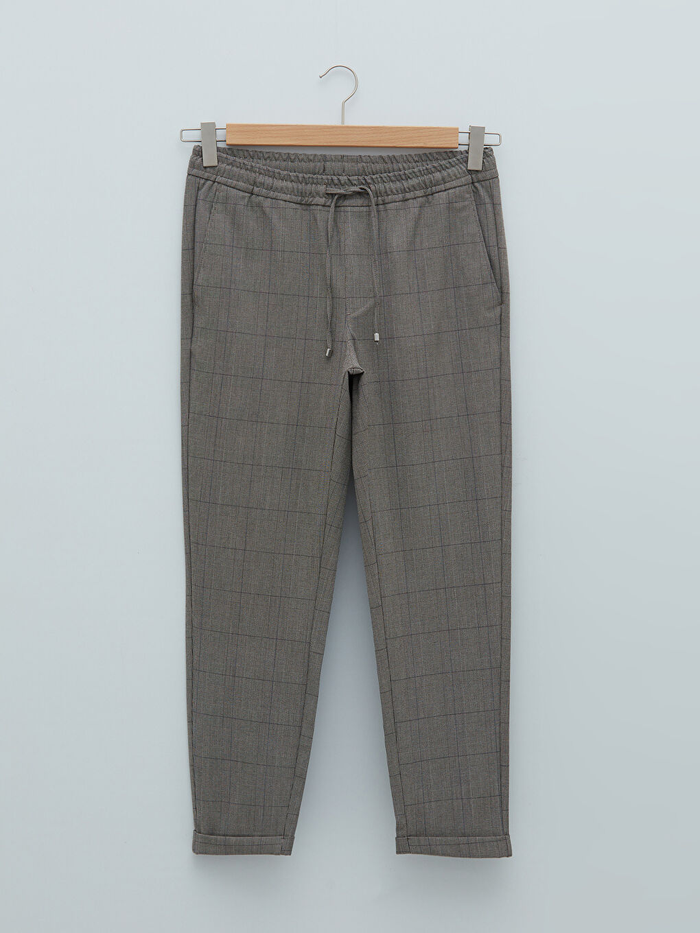 Kahverengi Slim Fit Ekose Erkek Pantolon-5