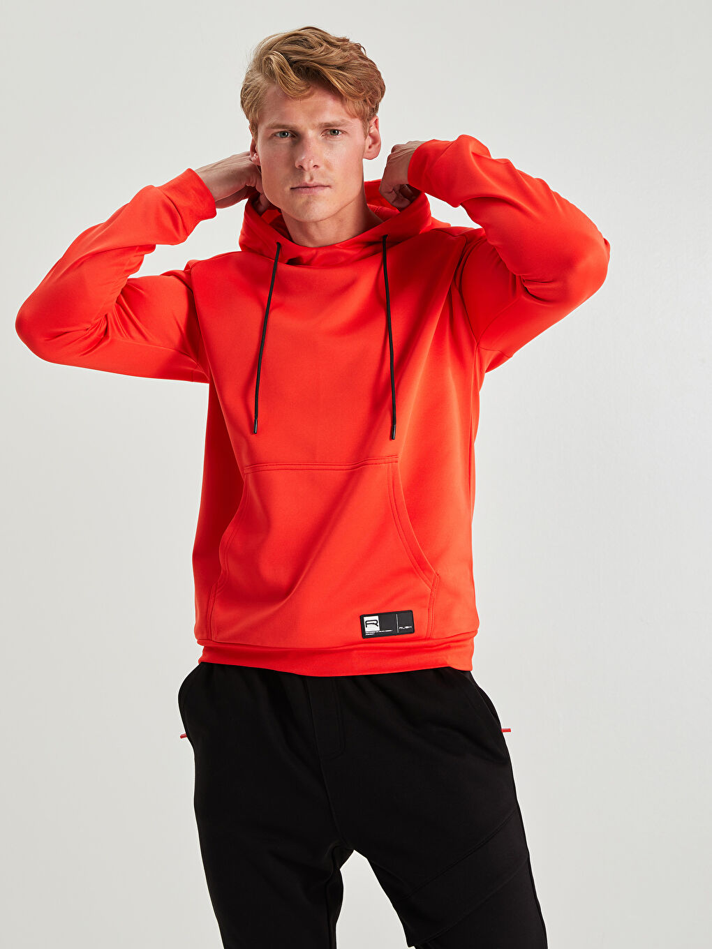 Turuncu Uzun Kollu Erkek Spor Hoodie-1