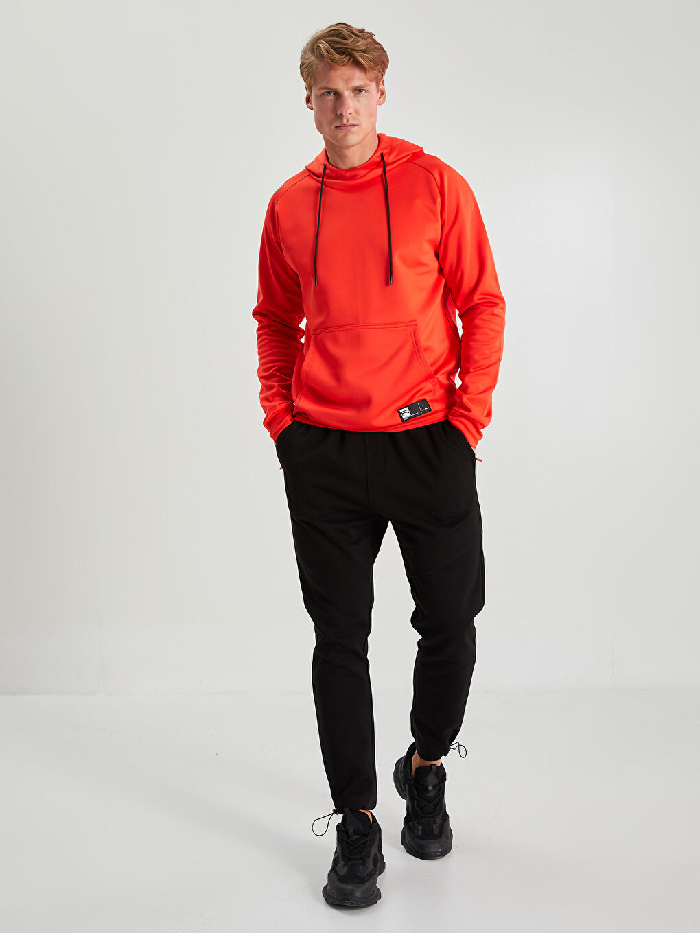 Turuncu Uzun Kollu Erkek Spor Hoodie-2