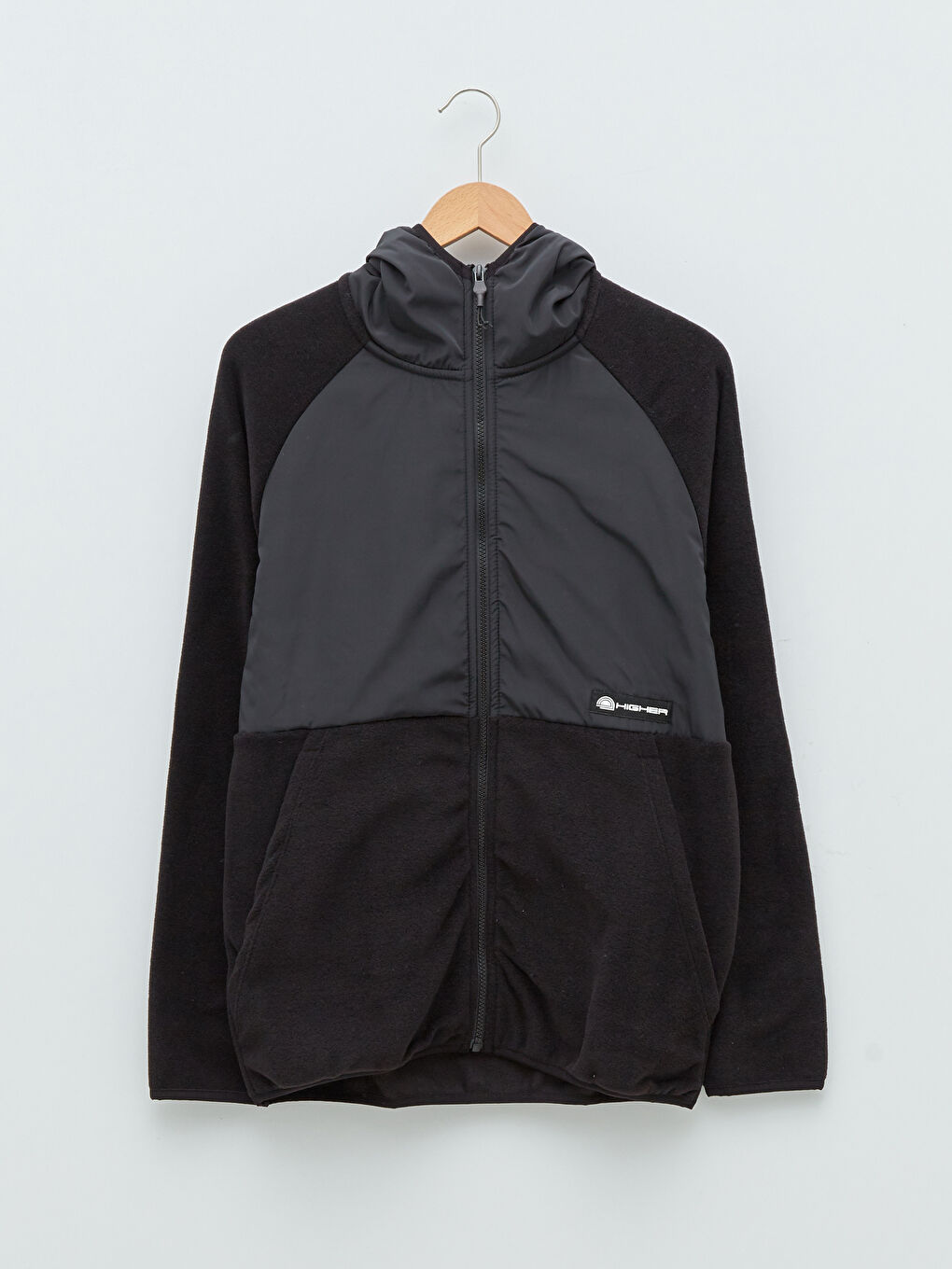 Siyah Standart Kalıp Kapüşonlu Erkek Spor Hırka-5