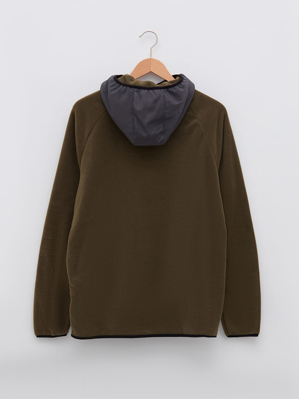 Haki Standart Kalıp Kapüşonlu Erkek Spor Hırka-6