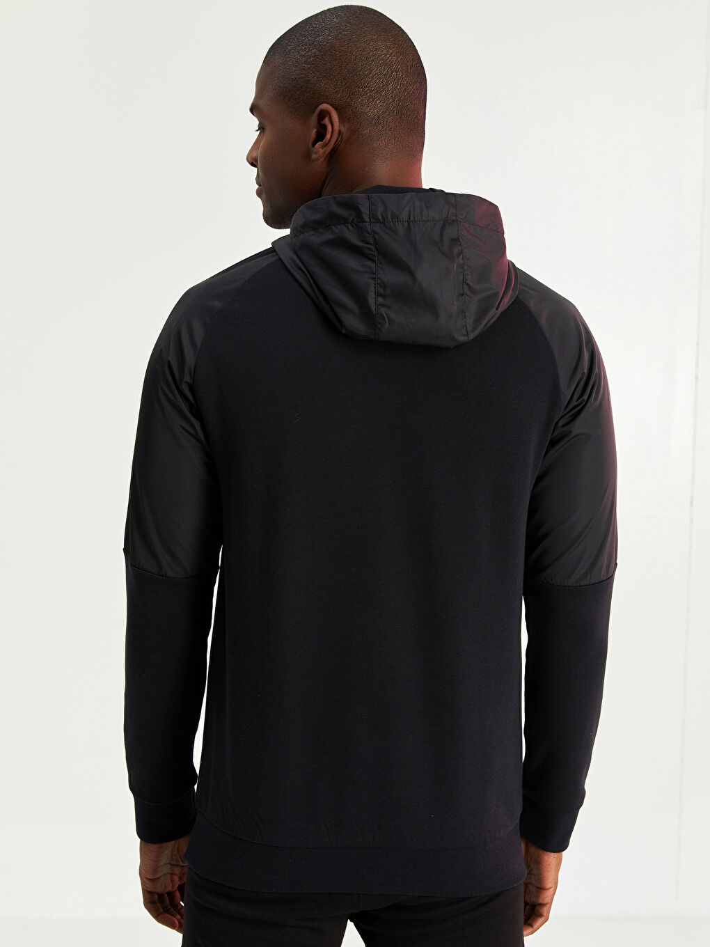 Siyah Uzun Kollu Erkek Spor Hoodie-4