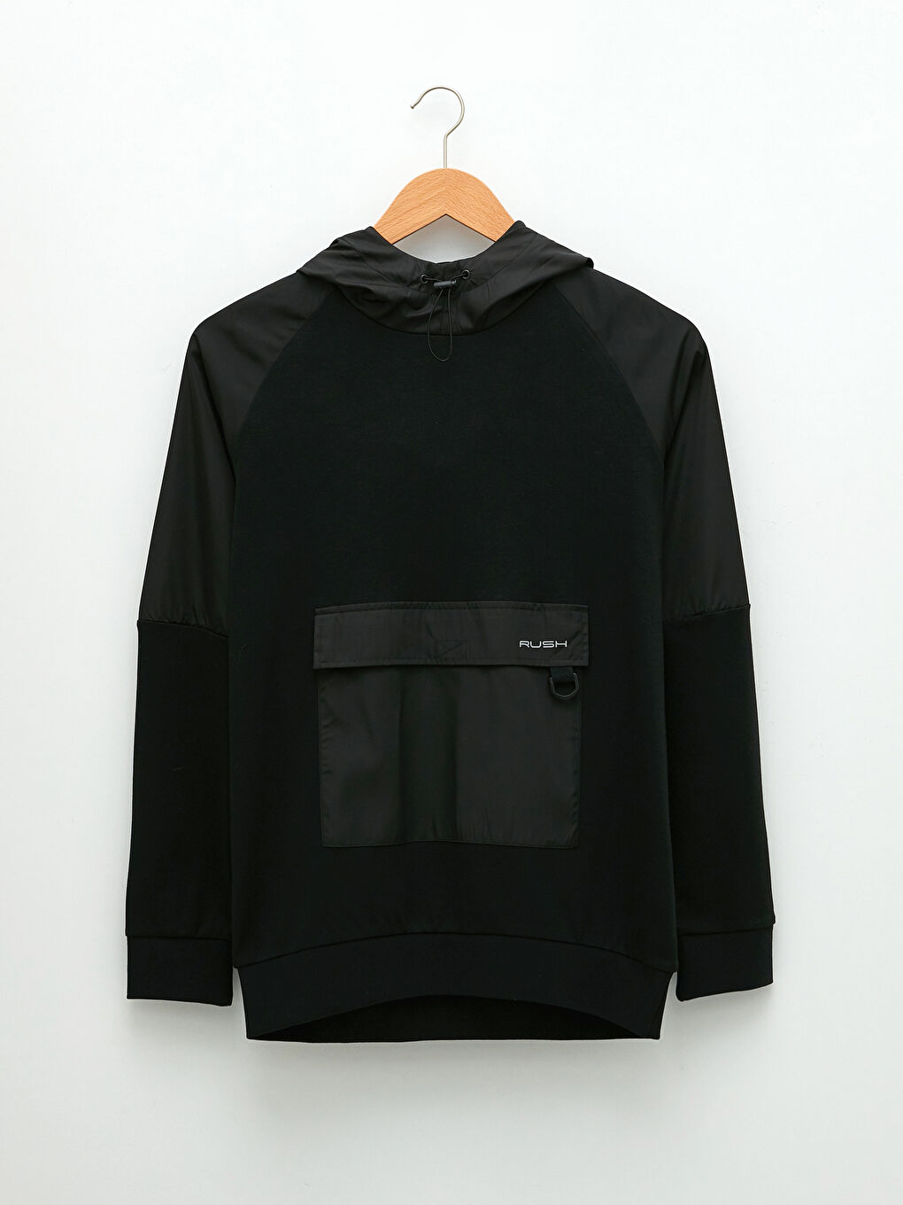 Siyah Uzun Kollu Erkek Spor Hoodie-5