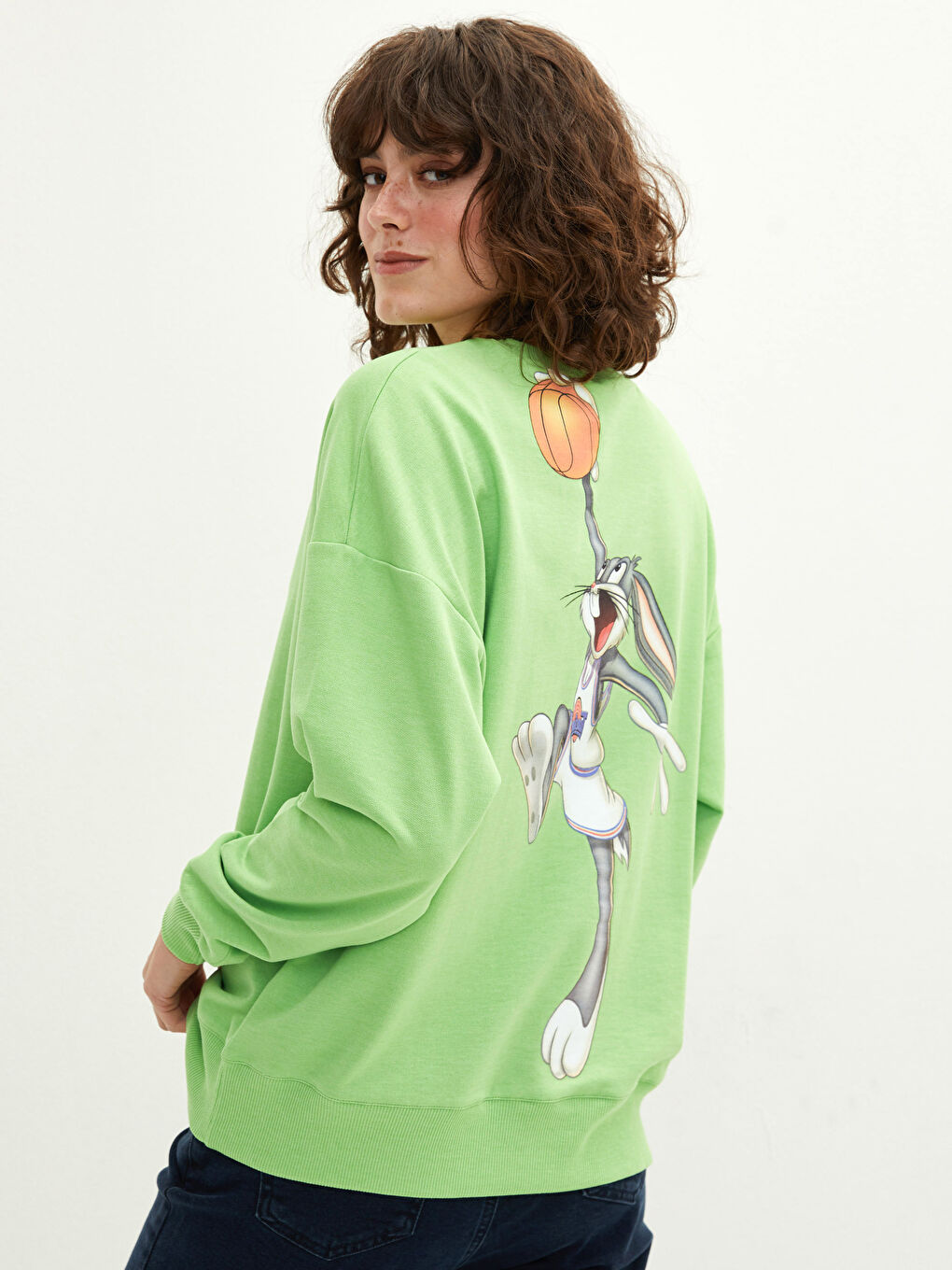 Crew Neck Bugs Bunny Printed Long Sleeve Women Sweatshirt