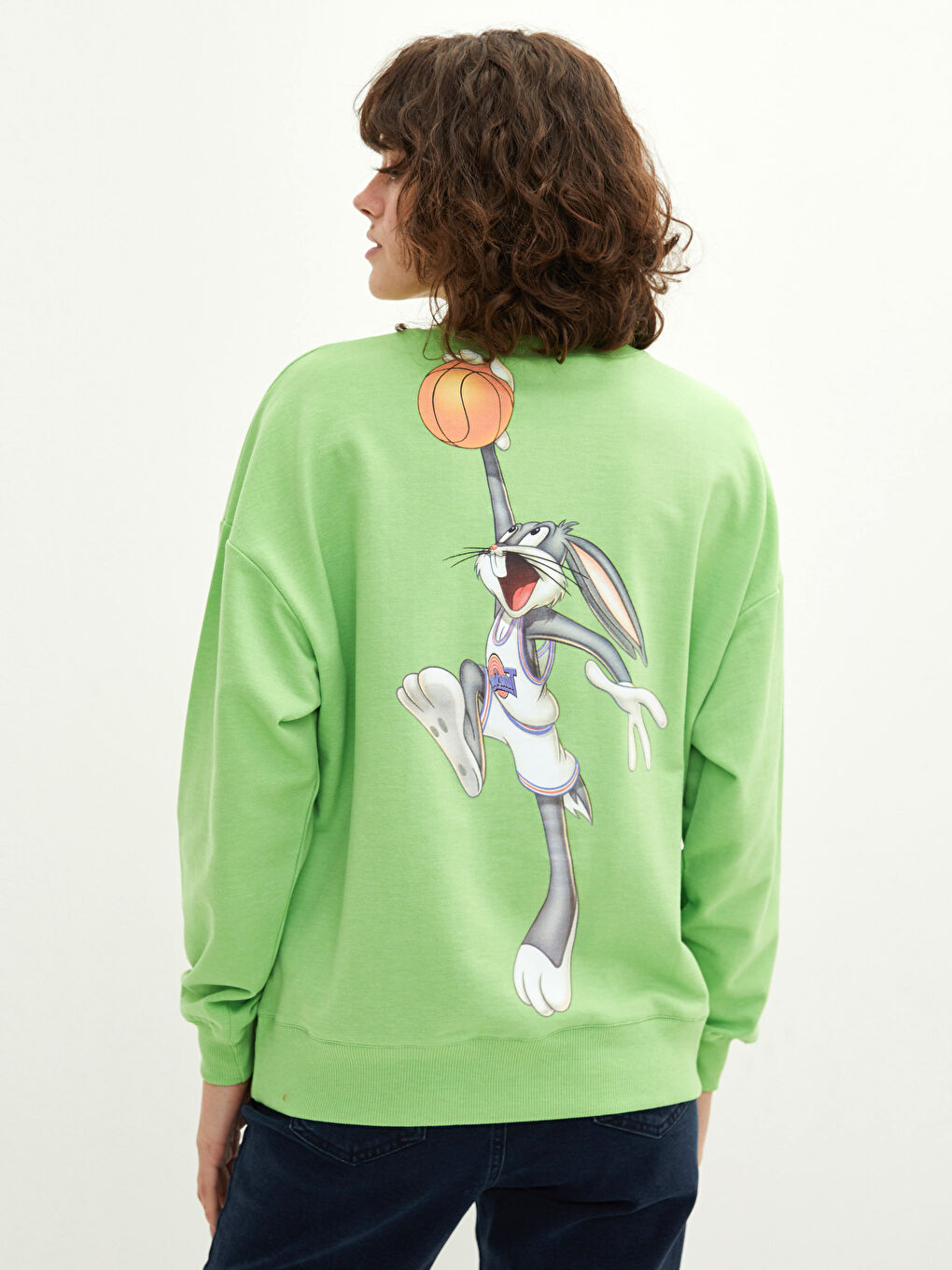 Crew Neck Bugs Bunny Printed Long Sleeve Women Sweatshirt-4