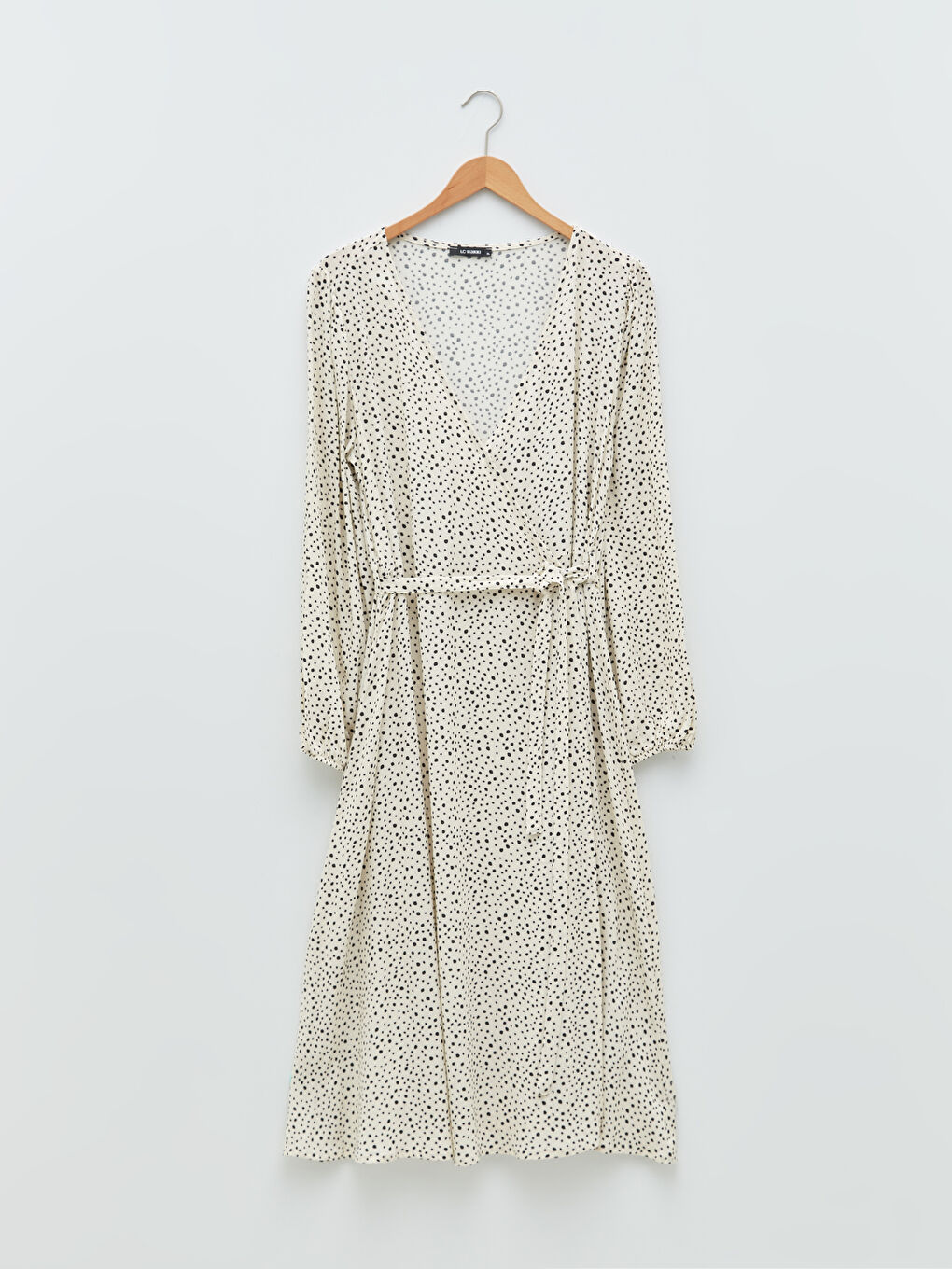LC WAIKIKI Large Size Double Breasted Collar Patterned Long Sleeve Viscose Women's Dress -W1IK52Z8-LQB