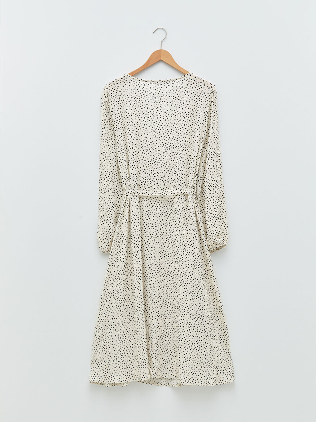 LC WAIKIKI Large Size Double Breasted Collar Patterned Long Sleeve Viscose Women's Dress -W1IK52Z8-LQB