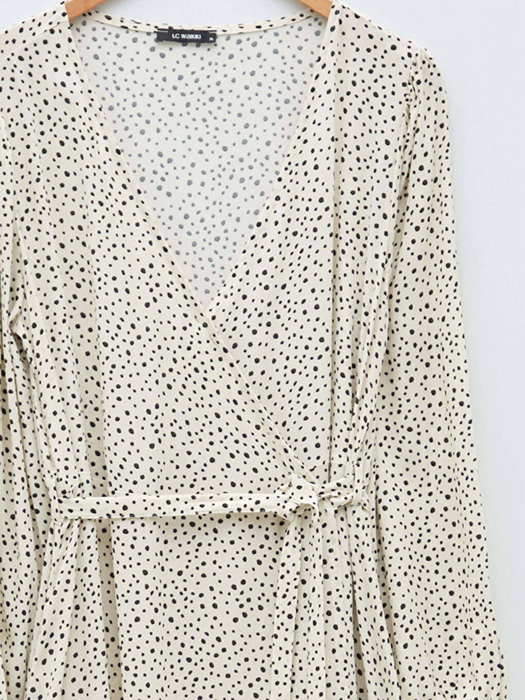 LC WAIKIKI Large Size Double Breasted Collar Patterned Long Sleeve Viscose Women's Dress -W1IK52Z8-LQB