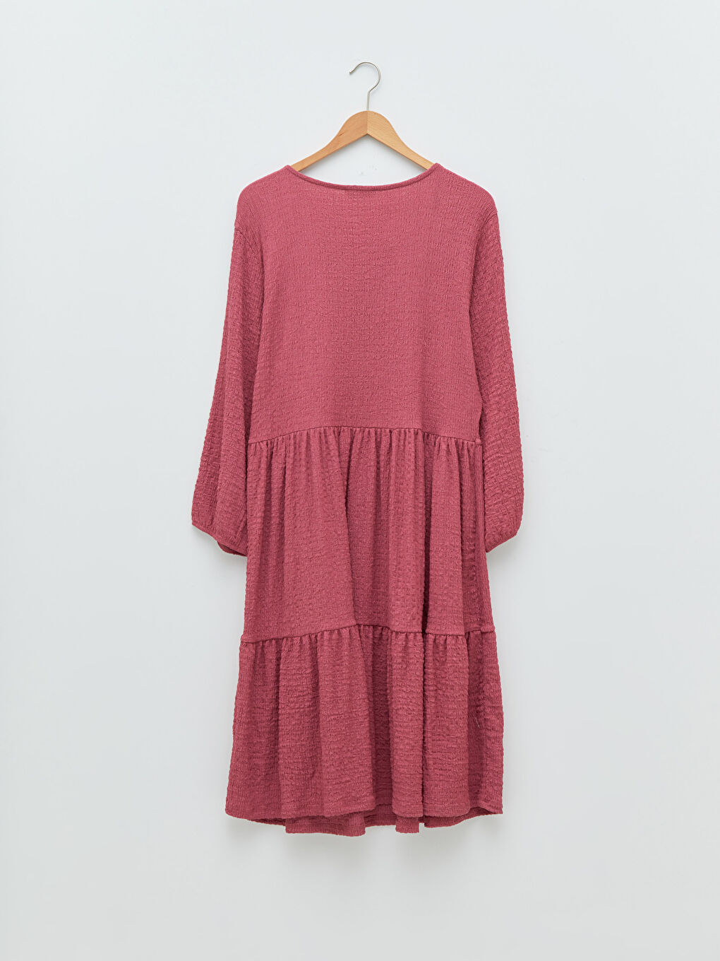 فستان نسائي مقاس كبير بياقة دائرية وأكمام طويلة عادي-9