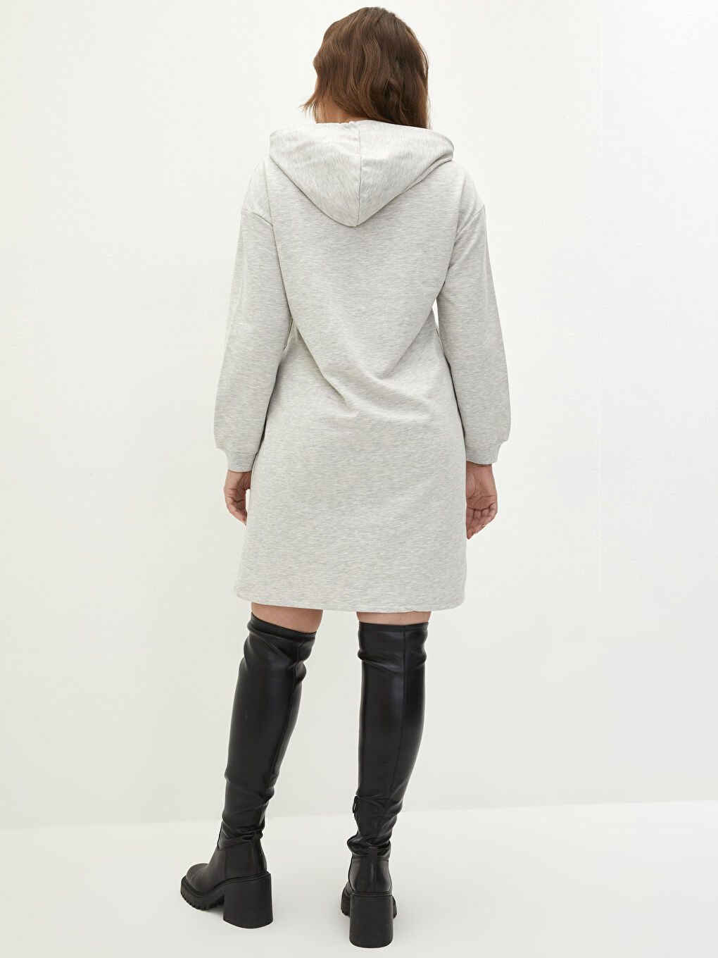 Plus Size Hooded Letter Printed Long Sleeve Women's Dress -W1IK58Z8-CT3