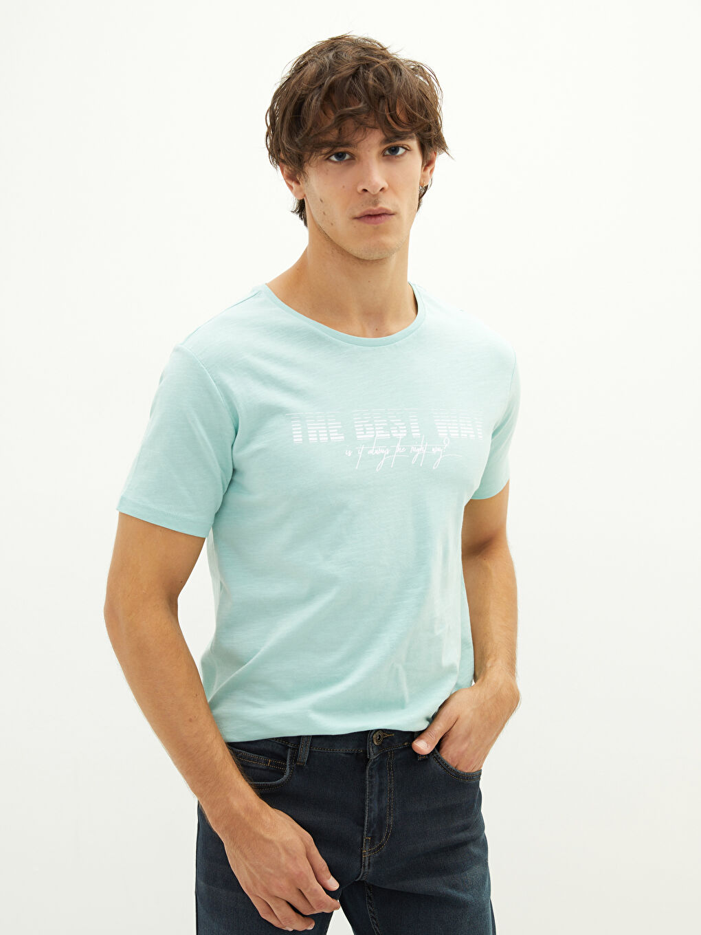 Crew Neck Short Sleeve Printed Combed Cotton Men's T-shirt-1