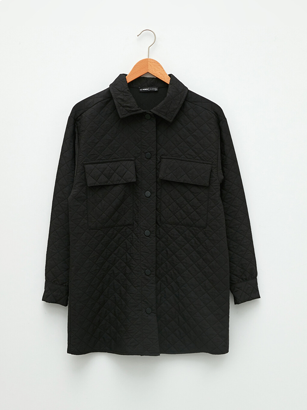 Manteau pour Femmes à Manches Longues avec Fermeture à Pression et Motif Matelassé-6