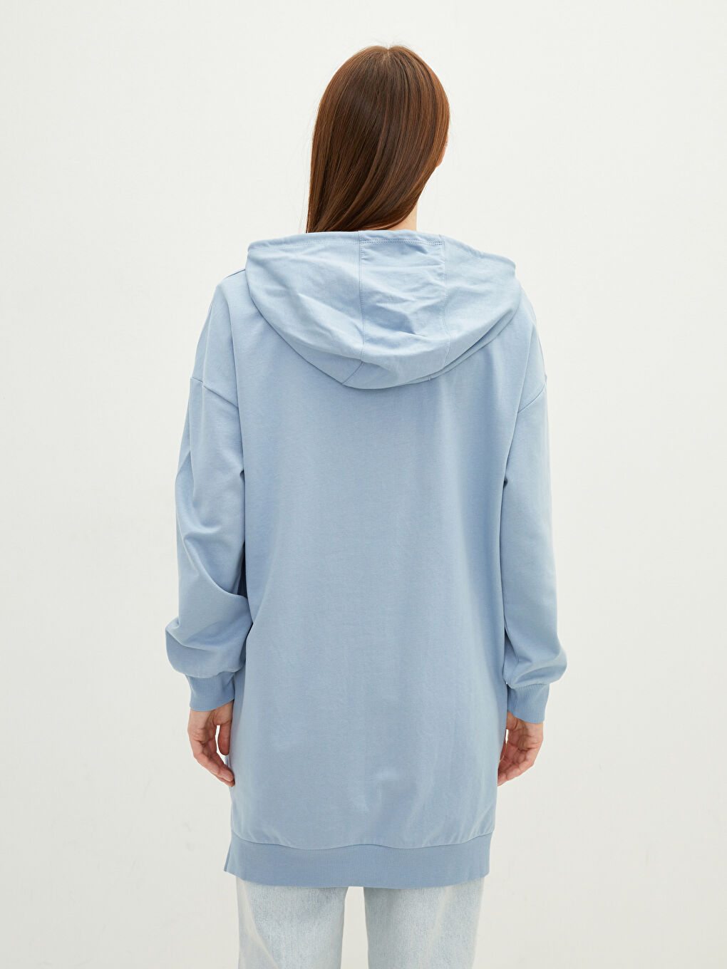 LCW Modest Hooded Slogan Printed Long Sleeve Women's Sweatshirt Tunic -W1IL02Z8-S0M