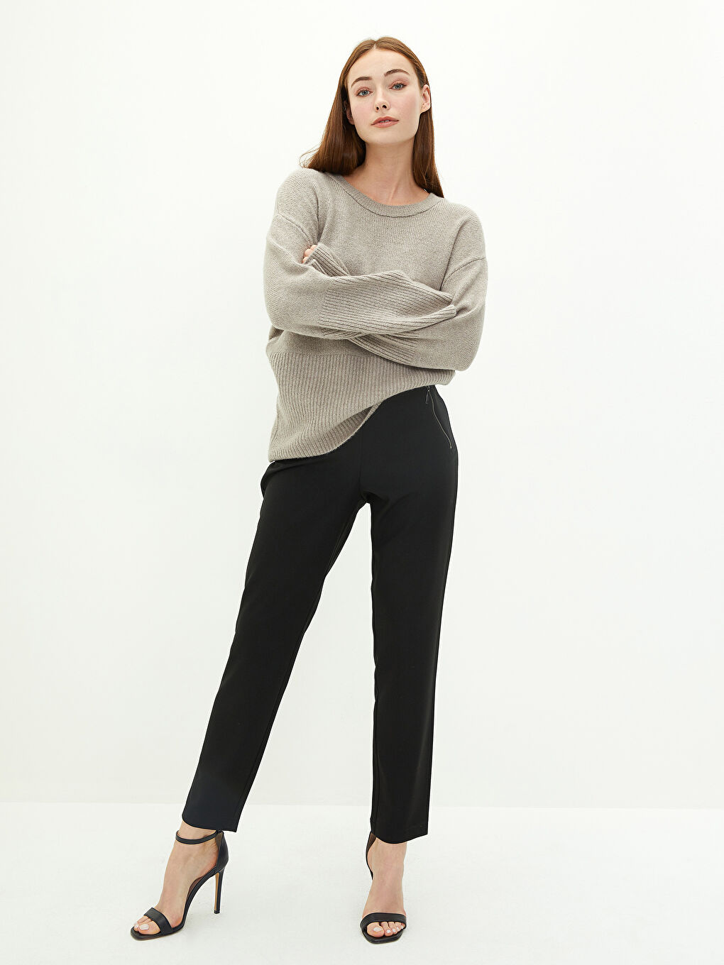 Siyah Beli Lastikli Düz Cep Detaylı Kadın Pantolon