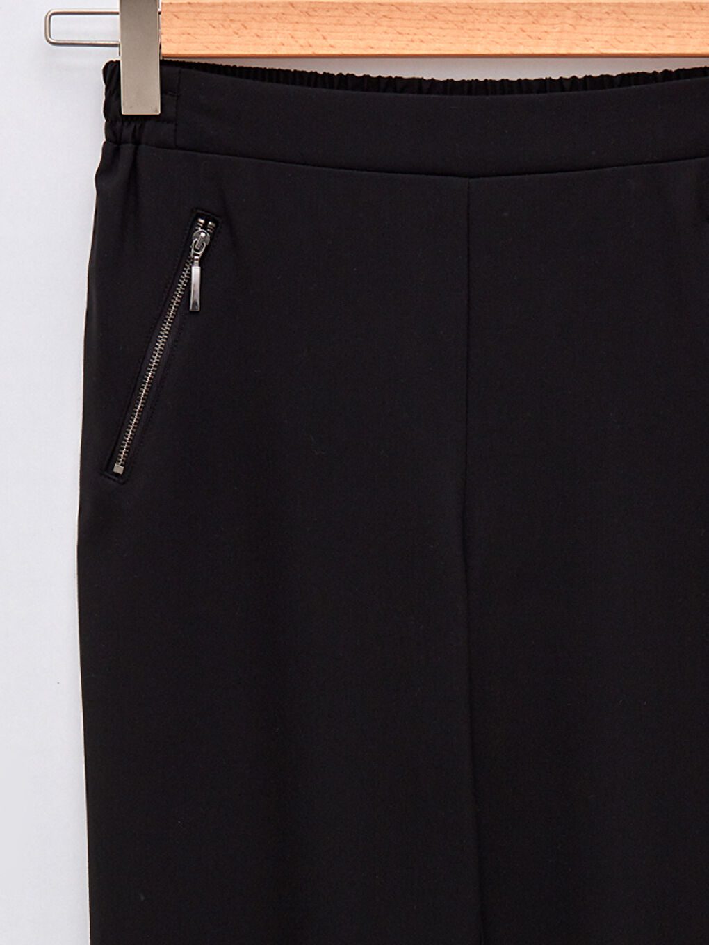 Siyah Beli Lastikli Düz Cep Detaylı Kadın Pantolon-8