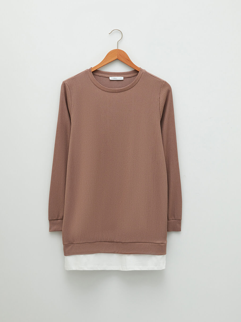 LCWAIKIKI Basic Crew Neck Plain Long Sleeve Women's Tunic -W1IL23Z8-GUH