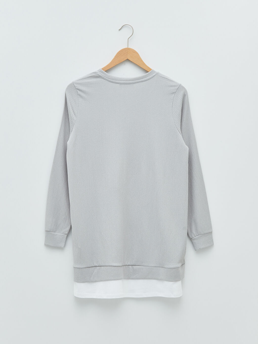 Gri Bisiklet Yaka Düz Uzun Kollu Kadın Tunik-6