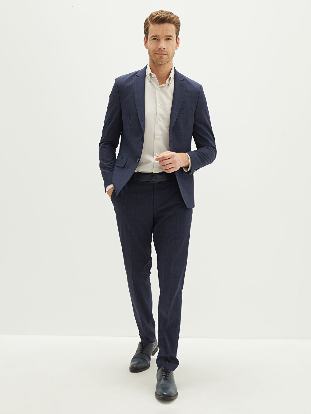 Lacivert Dar Kalıp Erkek Blazer Ceket-2