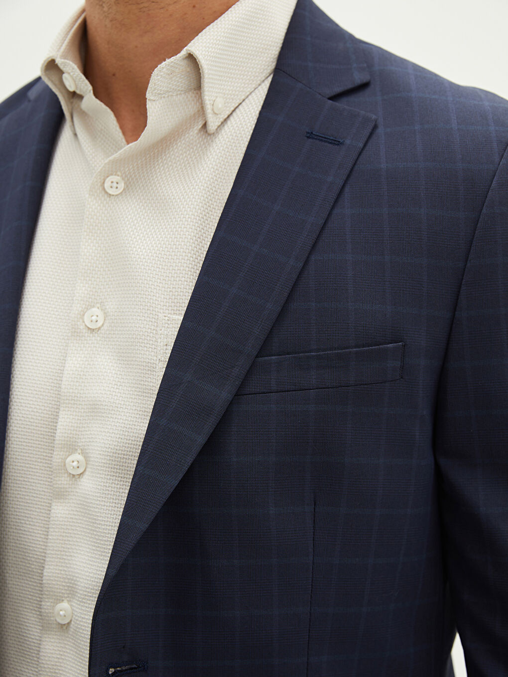 Lacivert Dar Kalıp Erkek Blazer Ceket-3