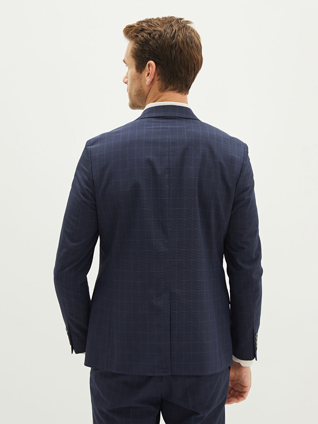 Lacivert Dar Kalıp Erkek Blazer Ceket-4