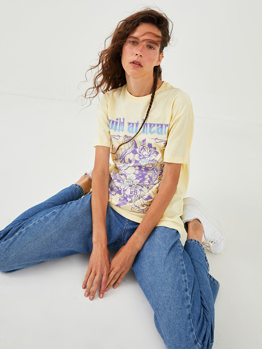 Crew Neck Printed Short Sleeve Cotton Women's T-shirt