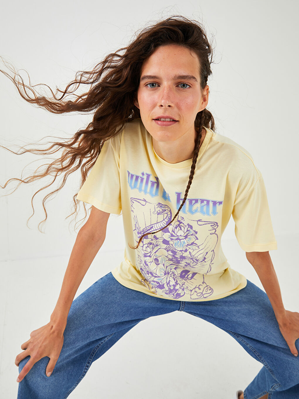 Crew Neck Printed Short Sleeve Cotton Women's T-shirt-2