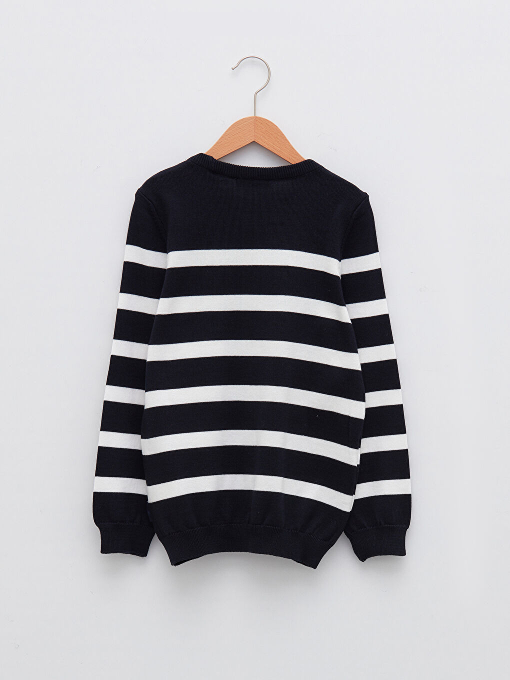 Crew Neck Striped Long Sleeve Boys' Knitwear Sweater-1
