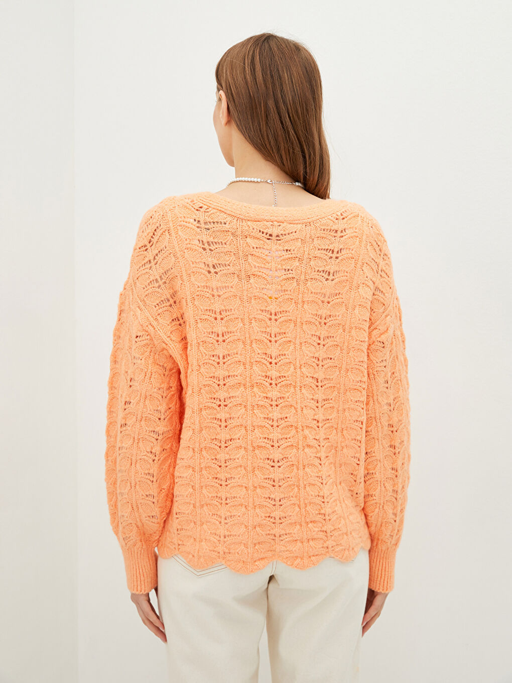 V-Neck Hole-Knitted Long Sleeve Women's Knitwear Cardigan-4
