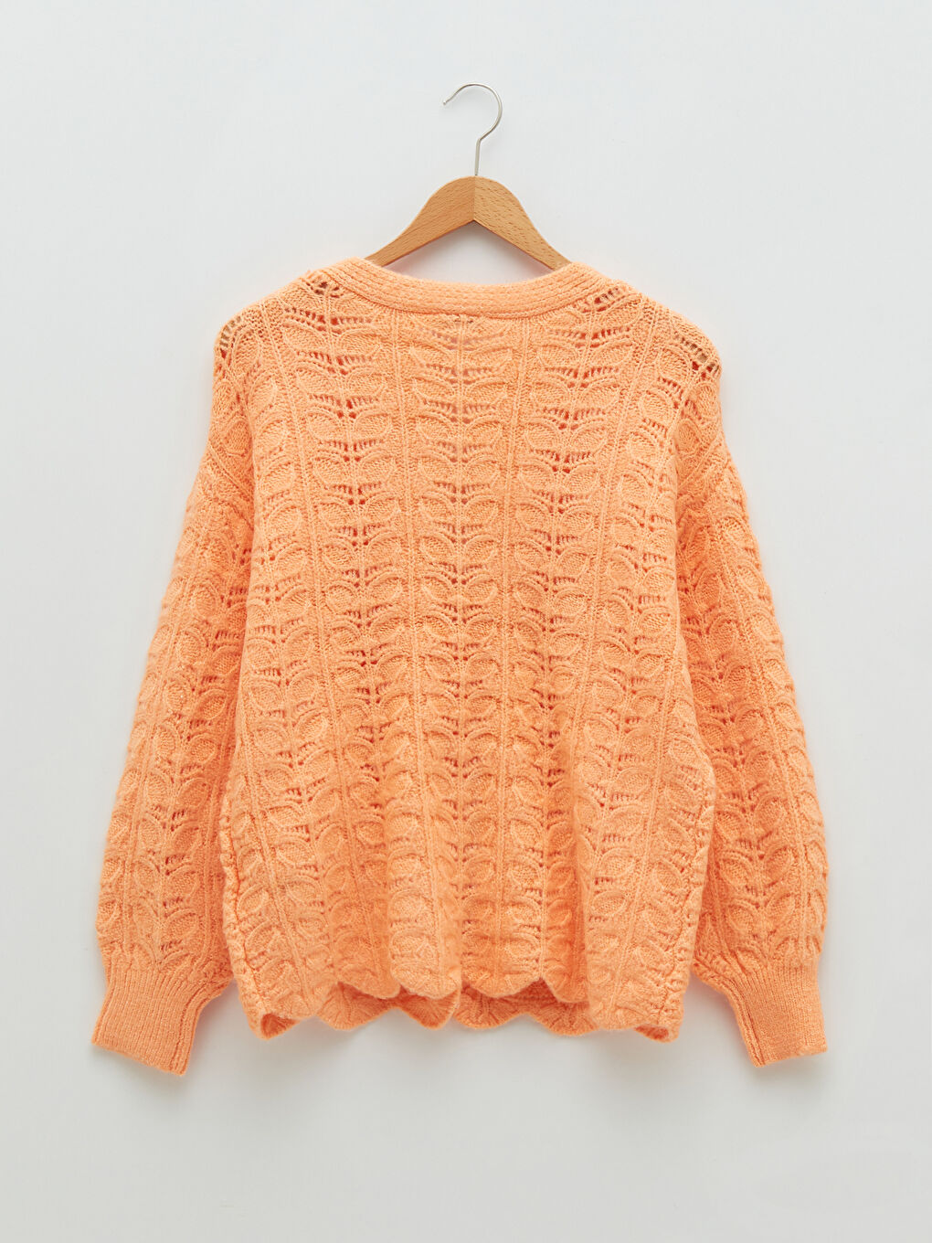 V-Neck Hole-Knitted Long Sleeve Women's Knitwear Cardigan-6