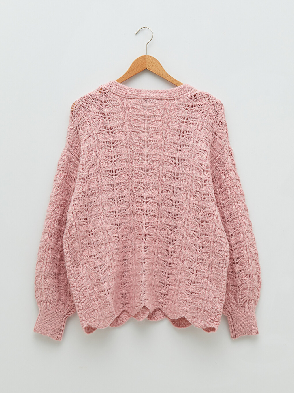 V-Neck Hole-Knitted Long Sleeve Women's Knitwear Cardigan-6