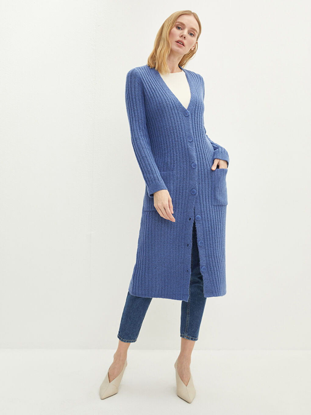 Cardigan en Tricot à Encolure en V pour Femmes-1