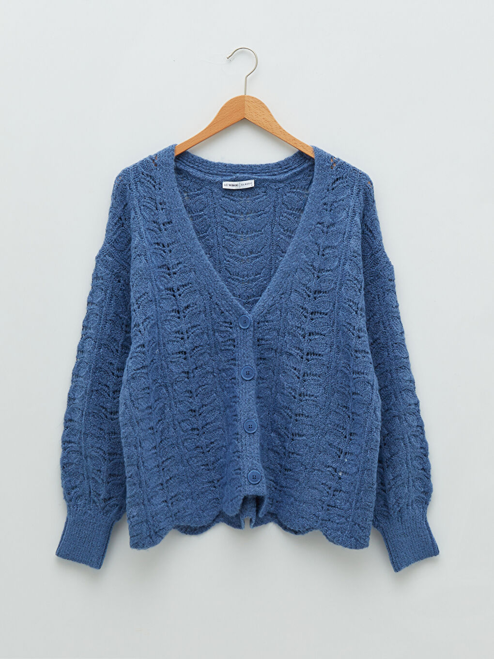 V-Neck Hole-Knitted Long Sleeve Women's Knitwear Cardigan-6