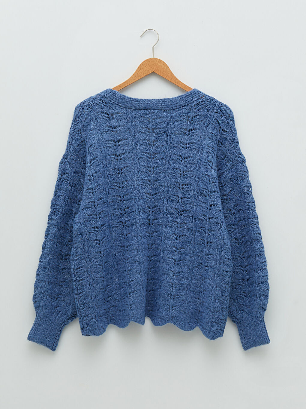 V-Neck Hole-Knitted Long Sleeve Women's Knitwear Cardigan-7