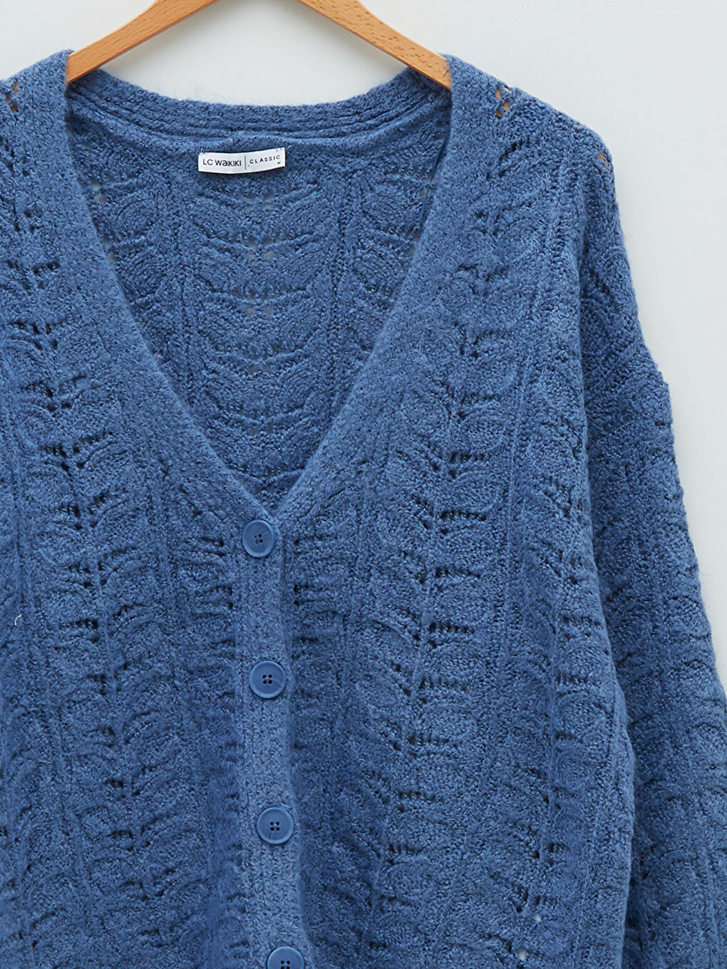 V-Neck Hole-Knitted Long Sleeve Women's Knitwear Cardigan-8