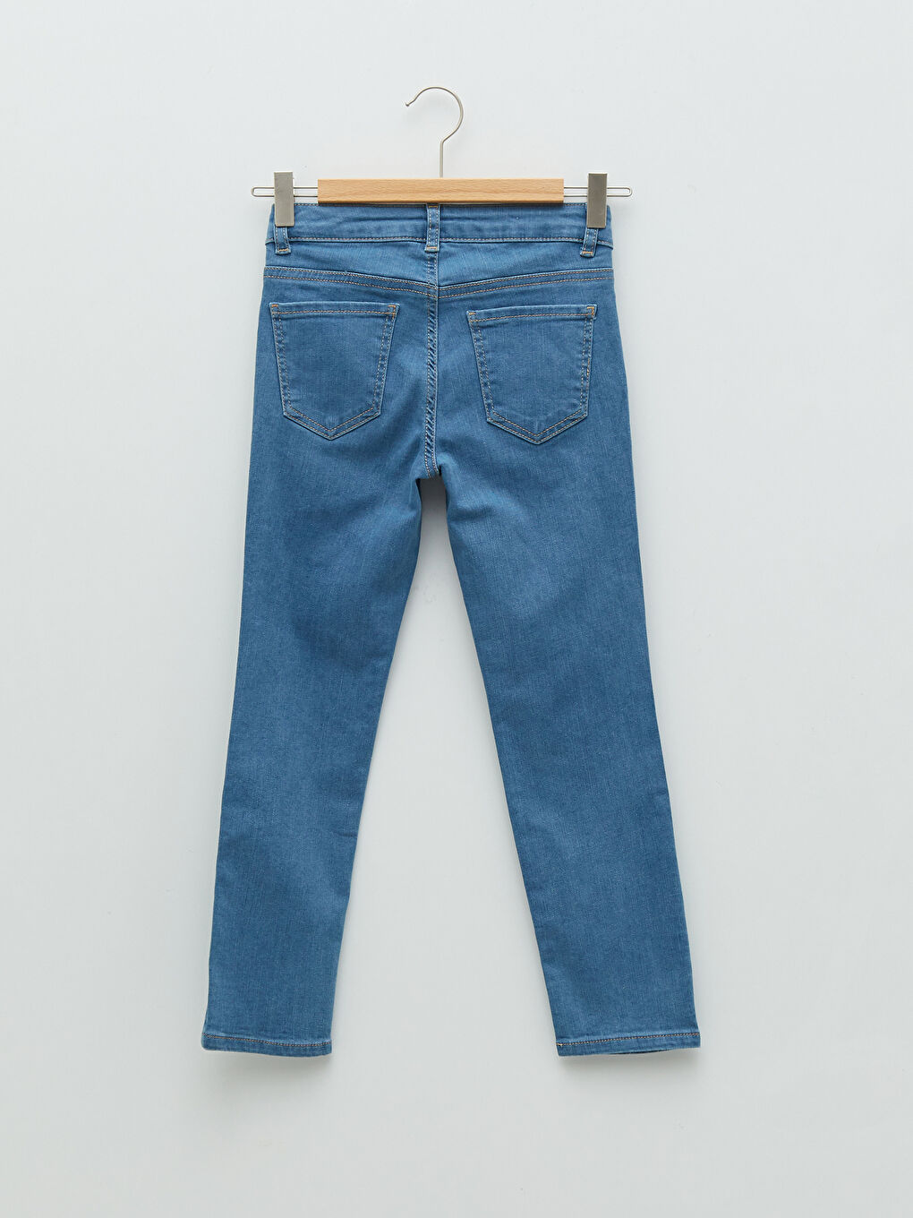 İndigo Baskılı Pamuklu Kız Çocuk Jean Pantolon-1