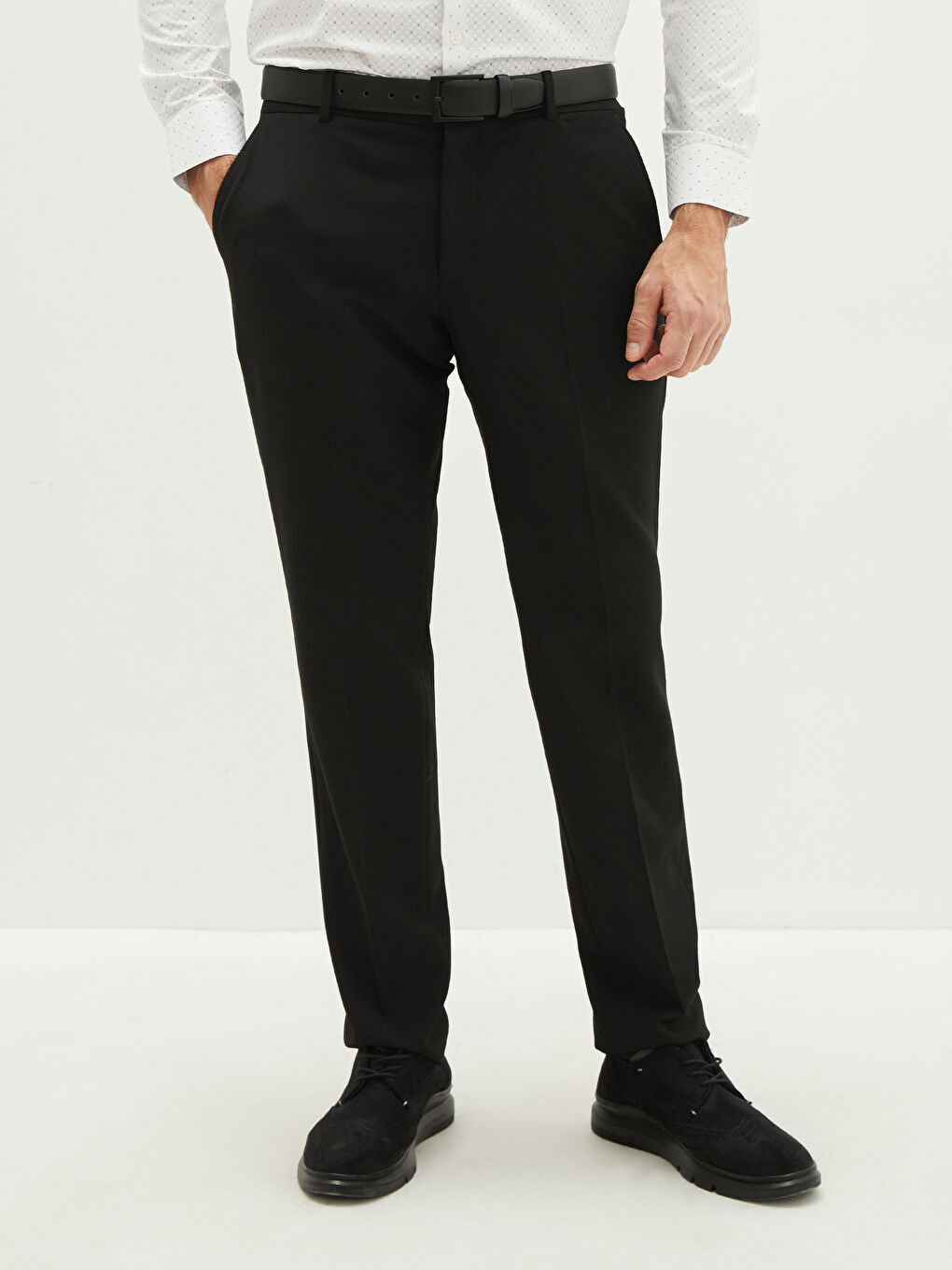 Siyah Slim Fit Gabardin Erkek Pantolon-3