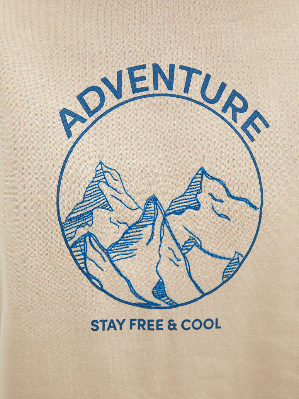 Bej Kapüşonlu Baskılı Uzun Kollu Kadın Sweatshirt Tunik-2