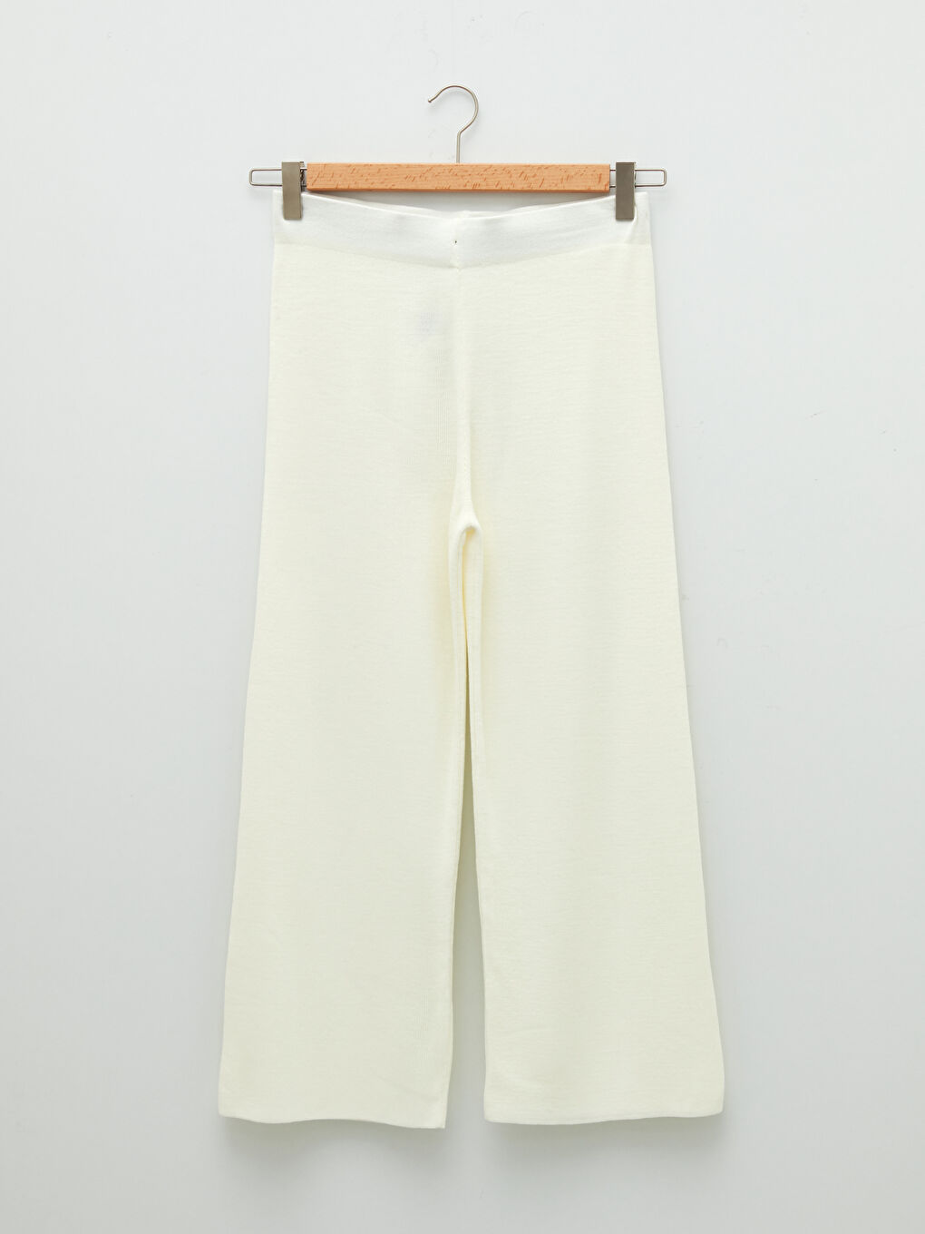 بنطلون تريكو واسع الساق سادة بخصر مرن للسيدات-4