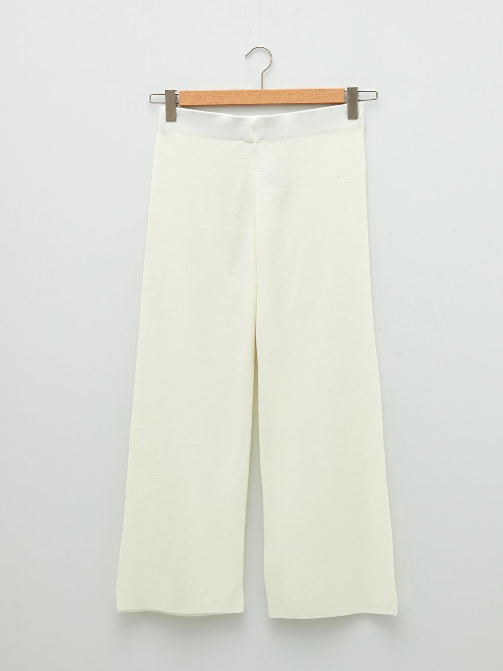 بنطلون تريكو واسع الساق سادة بخصر مرن للسيدات-5