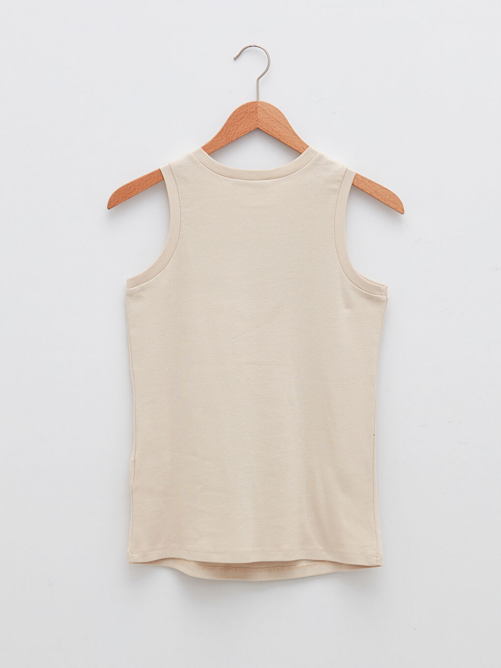 Bej Bisiklet Yaka Düz Pamuklu Hamile Atlet-11