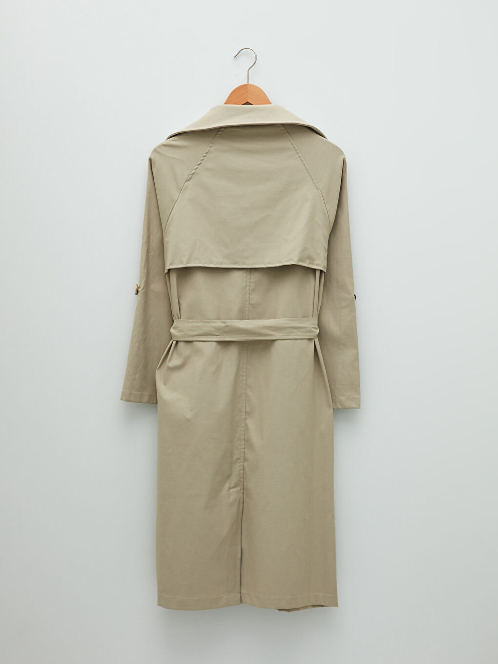 Jacket Collar Straight Long Sleeve Waist Belted Oversize Women's Trench Coat-7