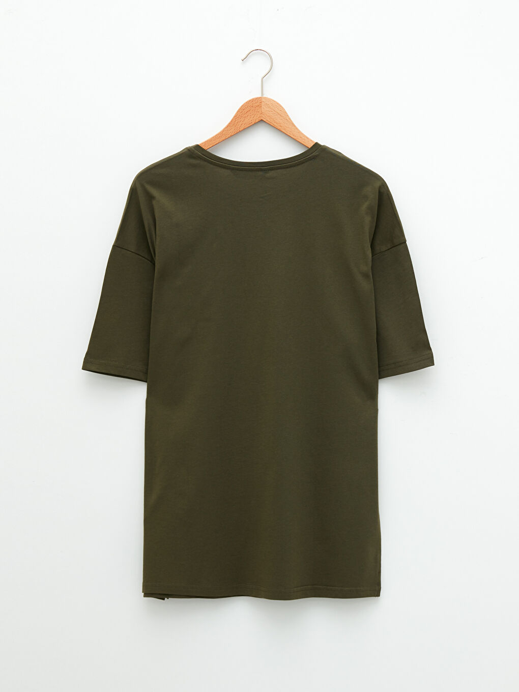 Haki Bisiklet Yaka Kısa Kollu Basic Penye Erkek Tişört-6