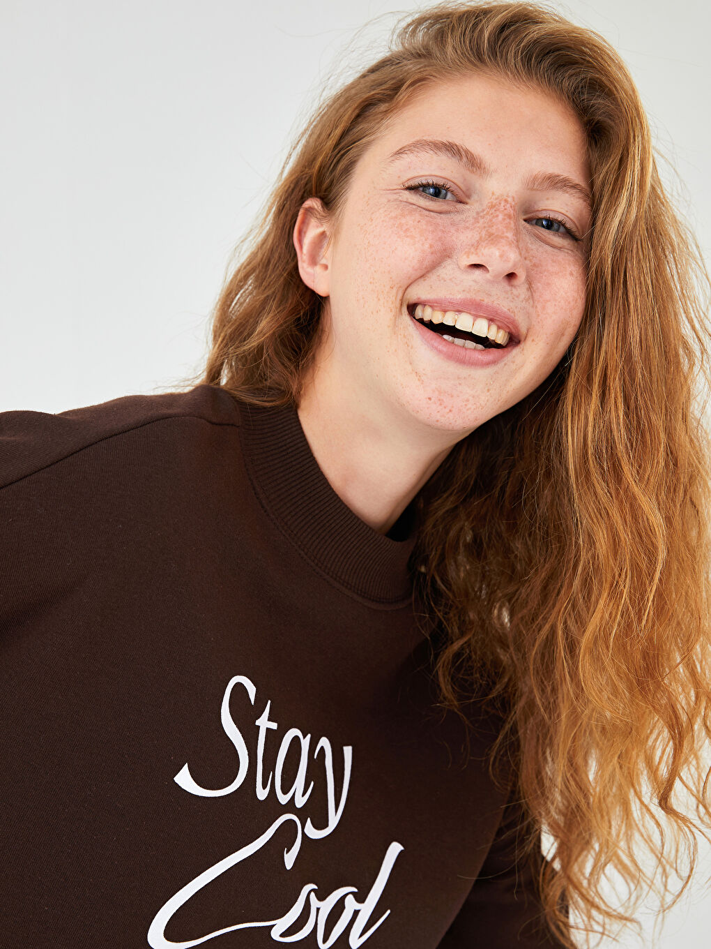 Crew Neck Slogan Printed Women's Thick Sweatshirt-3