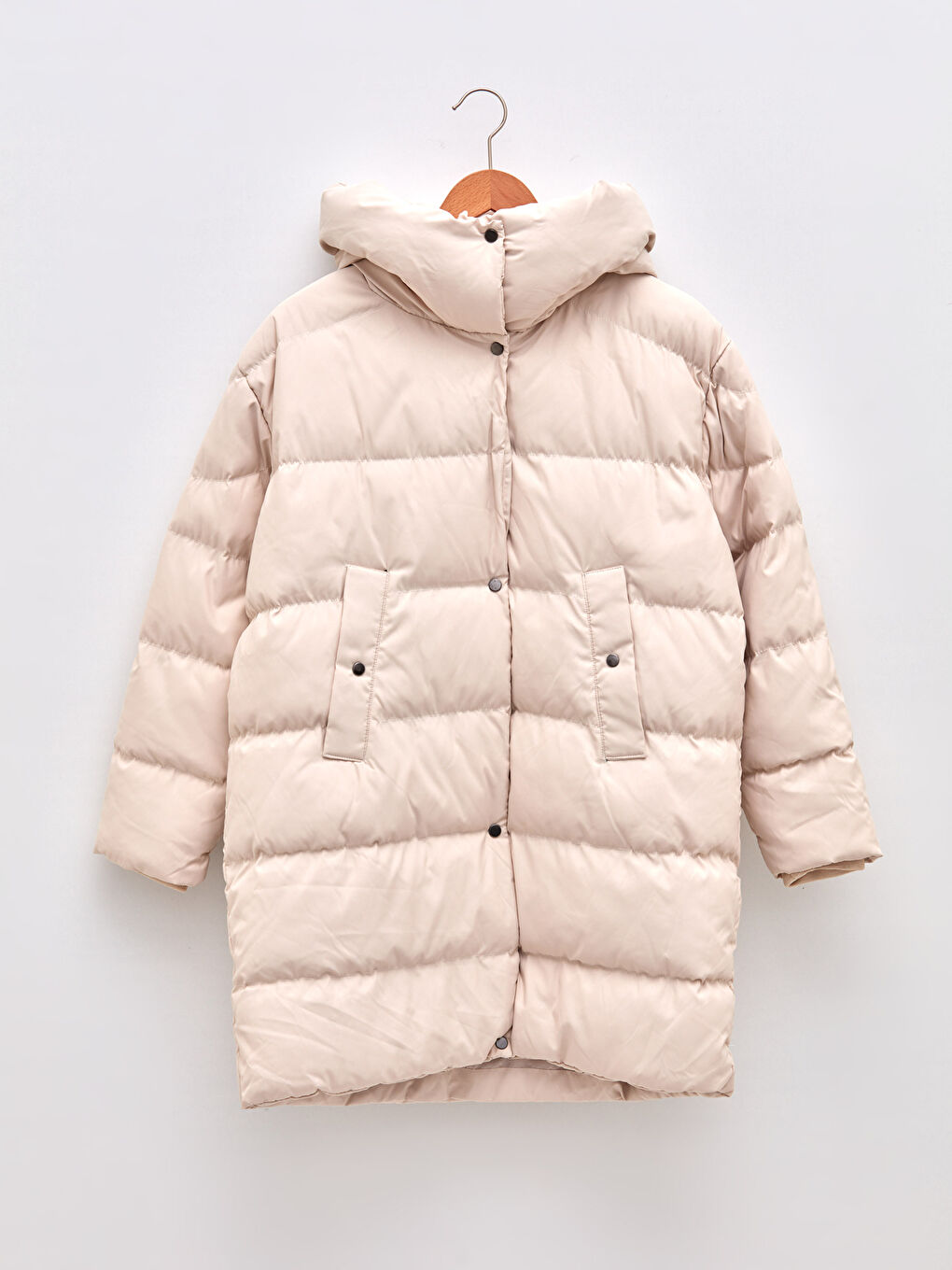LCW Vision Hooded Collar Straight Long Sleeve Pocket Detailed Women's Down Coat -W1IO96Z8-RYS