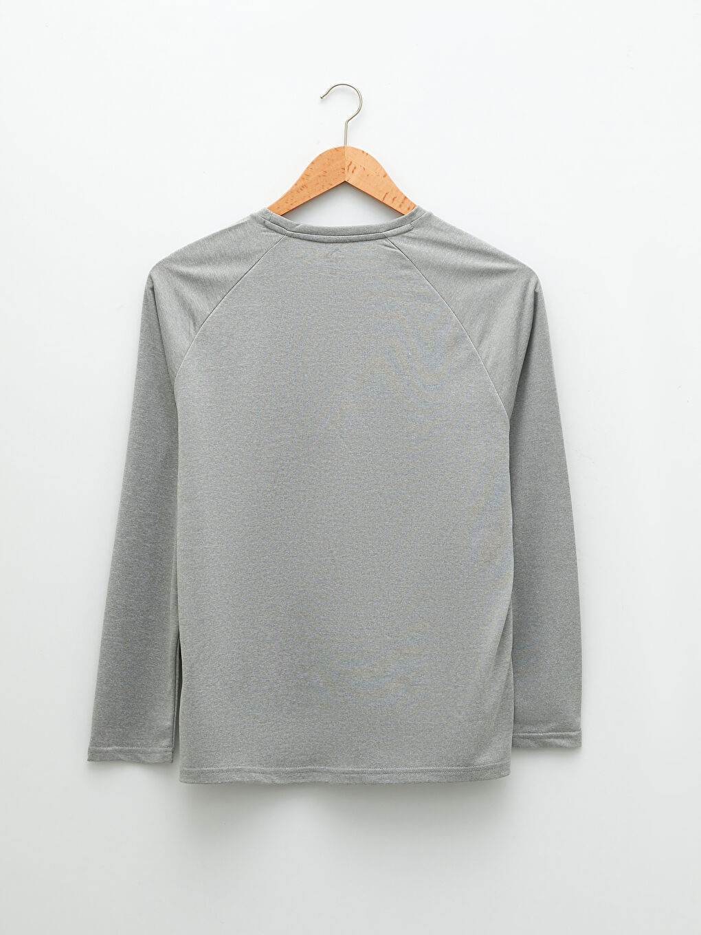 Gri Bisiklet Yaka Uzun Kollu Baskılı Erkek Tişört-6